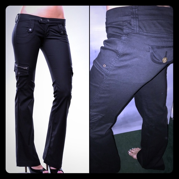 black designer cargo pants